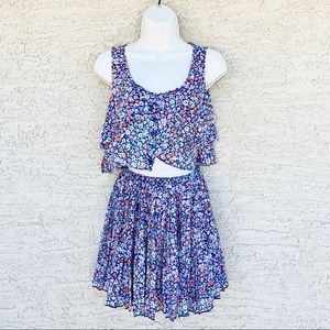 BCBGeneration Floral Chiffon Two Piece Skirt Set